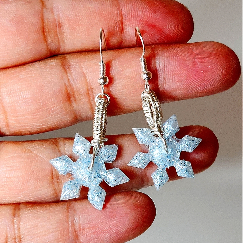 Custom Design Sterling Silver Snow Flake Earrings